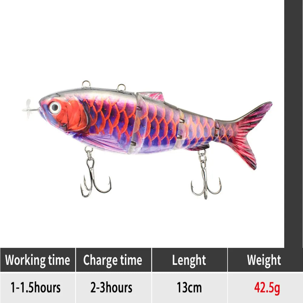 90mm mini Automatic Swimming Robotic Electric Fishing Lure Multi Jointed Bait Auto Swimbait USB LED Light Wobbler for pike