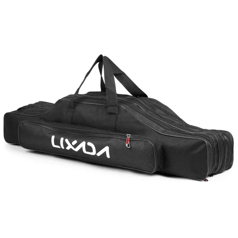 Lixada 3 Layers Fishing Pole Bag Portable Folding Rod Carry Case Fishing Reel Tackle Storage Bag Case