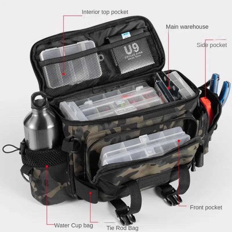 Fishing tackle, shoulder bag, storage bag, portable fishing rod holder, outdoor sports bag, flying fishing