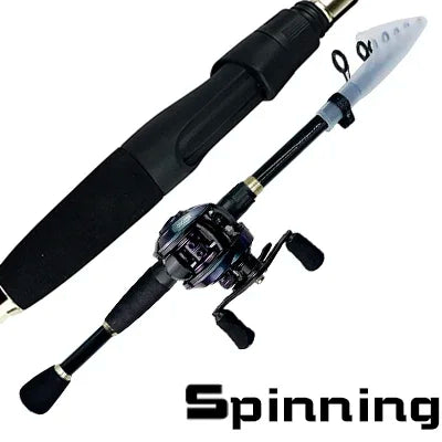 Combo Fishing Rod + Reel GHOTDA Casting/ Spinning Strong Magnetic Brake Baitcasting Reel