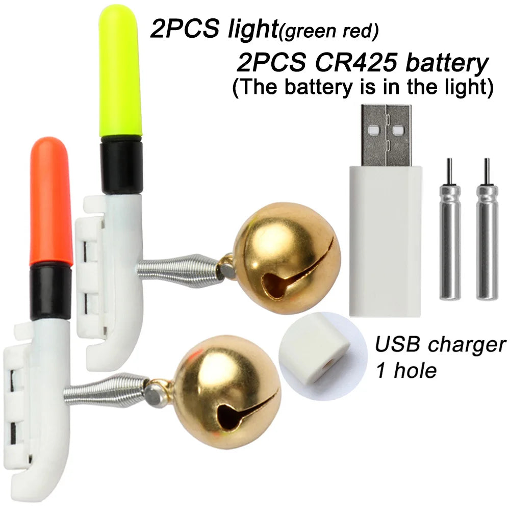 Fishing Light Stick Clip Rod Bell Luminous LED CR425 3.6V Battery USB Charge Tackle Night Bright Fish Bite Alarm Flash Lamp. Night fishing