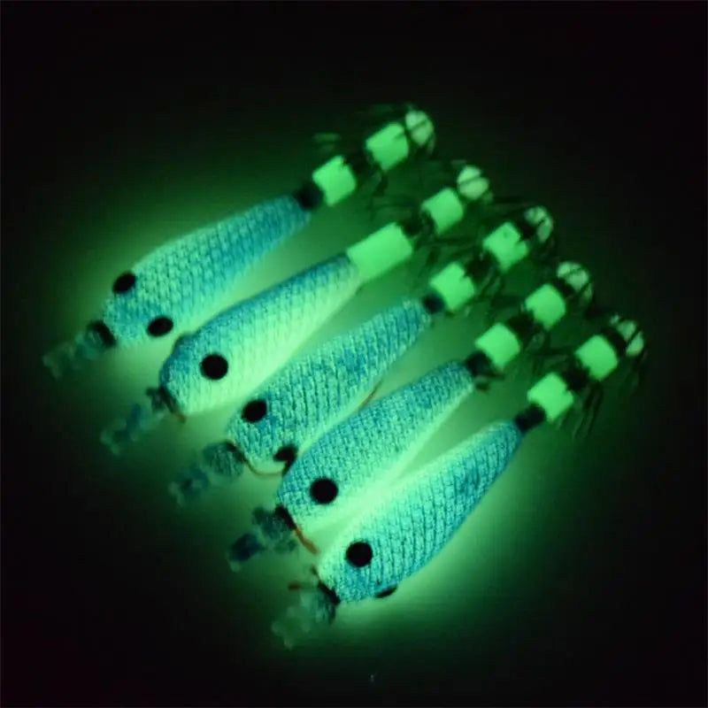 Glow Blowing Tube Fishing Hook Soft Squid Hook Glow Squid Hook Sea Fishing Biomimetic Bait. Night fishing