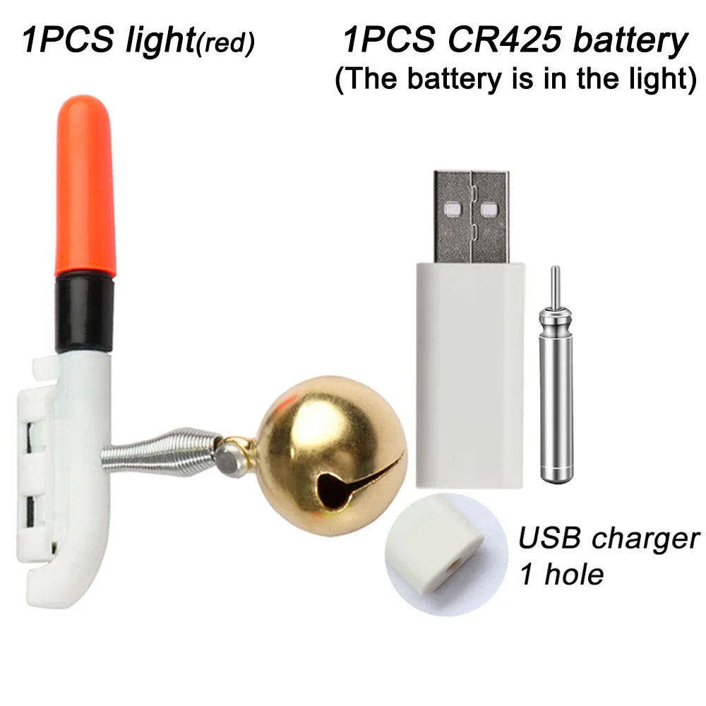 Fishing Light Stick Clip Rod Bell Luminous LED CR425 3.6V Battery USB Charge Tackle Night Bright Fish Bite Alarm Flash Lamp. Night fishing