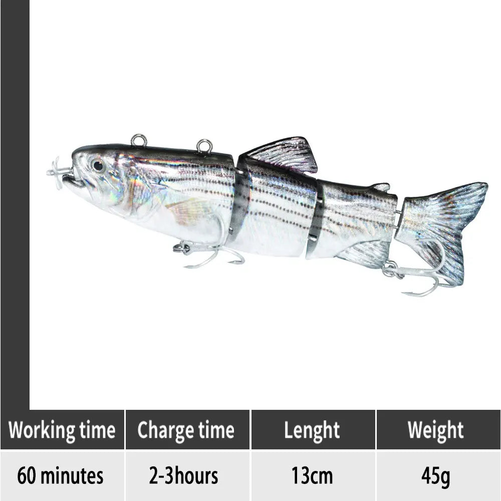 90mm mini Automatic Swimming Robotic Electric Fishing Lure Multi Jointed Bait Auto Swimbait USB LED Light Wobbler for pike