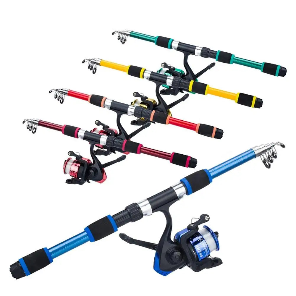 Combo Fishing Rod + Reel Portable 1.8m Telescopic Fishing Rod 5.5:1 Gear Ratio