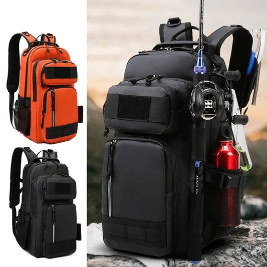 Fishing Lure Bag Men Waterproof Molle Fishing Rod Box Backpack Multi-functional Outdoor Travel Hiking Camping Shoulder Backpack