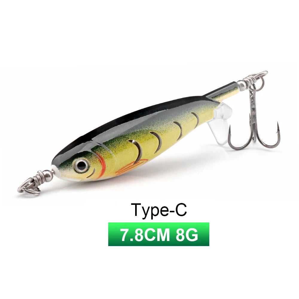 TREHOOK 9g/8g/14g/17g/24g Topwater Whopper Popper Fishing Lures Rotating Double Propeller Tail Artificial Bait Floating Wobblers