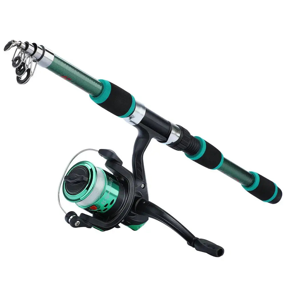 Combo Fishing Rod + Reel Portable 1.8m Telescopic Fishing Rod 5.5:1 Gear Ratio