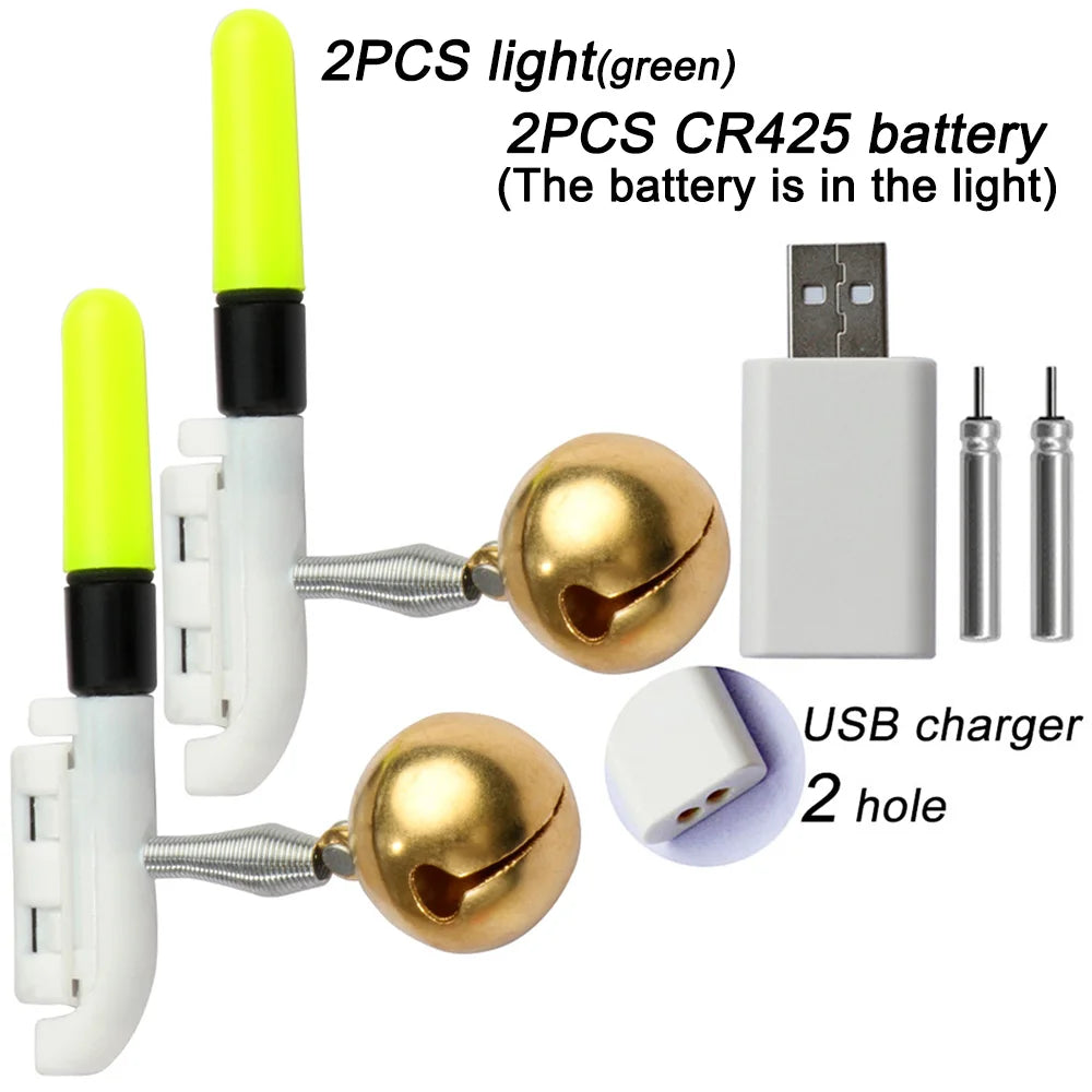 Fishing Light Stick Clip Rod Bell Luminous LED CR425 3.6V Battery USB Charge Tackle Night Bright Fish Bite Alarm Flash Lamp. Night fishing