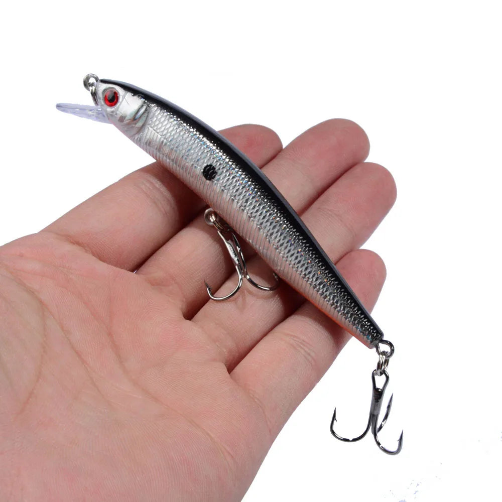 1Pcs Minnow Fishing Lure 95mm 8g Floating Hard Bait Wobbler Jig Bait Crankbait Carp Striped bass Pesca Fishing tackle SwimBait