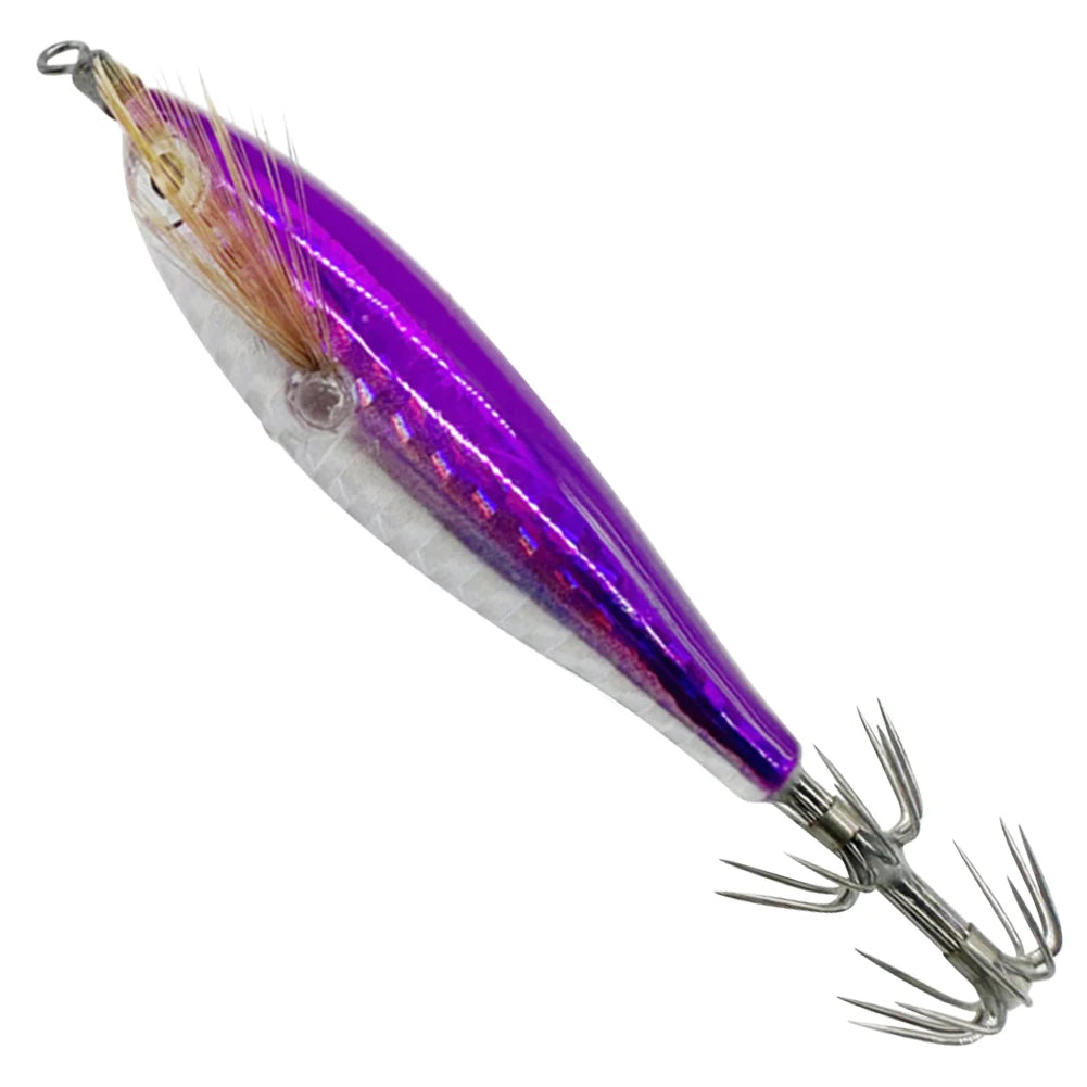 1Pc 7.5cm/8cm Laser Luminous Squid Jig Floating Horizontal Wood Shrimp Egi Lure Squid Jigging Shrimp Hooks Fishing Octopus Baits