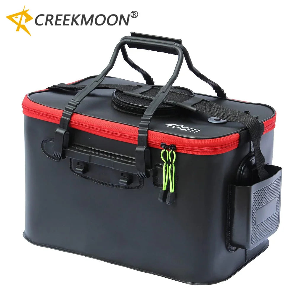 Portable EVA Thicken Waterproof Zipper Fishing Box Portable Folding Bag for Live Fish Bucket, Fishing Tackle with Shoulder Strap