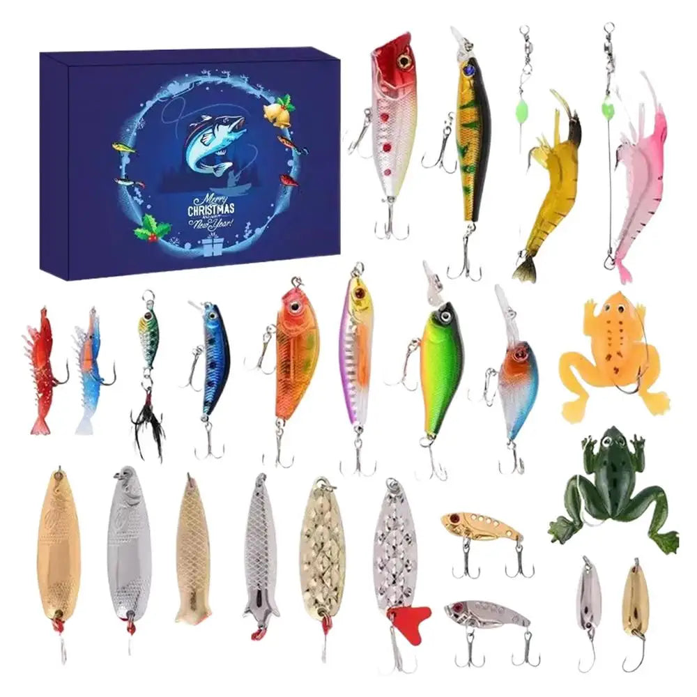 Fishing Tackle Advent Calendar Fishing Lures Set Fishing Gear Countdown Calendar Adults Kids Men Women Christmas Fish Bait Gifts