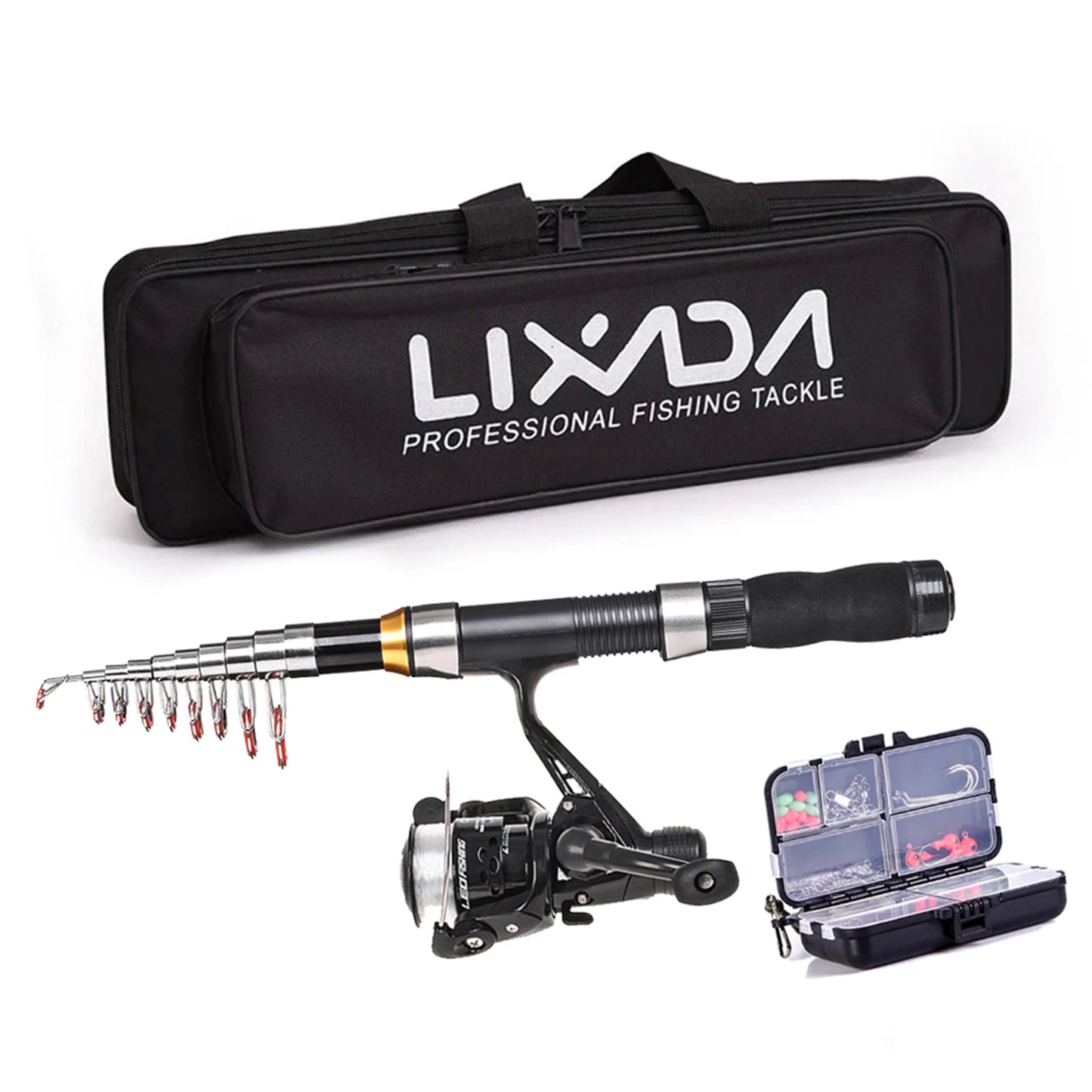 Combo Fishing Rod + Reel Lixada 2.1m 2.3 m Telescopic  Bag Case Pesca Gear Set