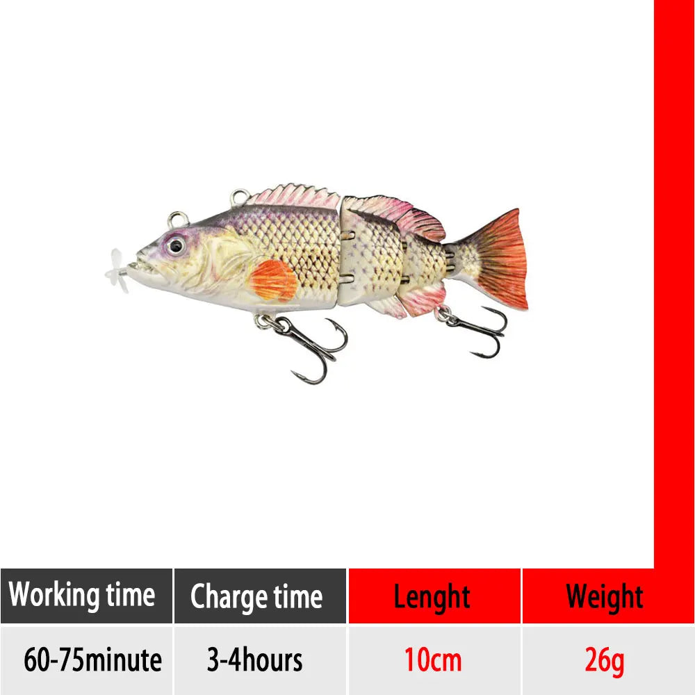 90mm mini Automatic Swimming Robotic Electric Fishing Lure Multi Jointed Bait Auto Swimbait USB LED Light Wobbler for pike