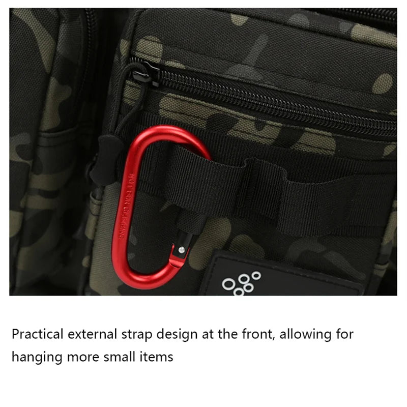 New Fishing Tackle Backpack Lure Box Gear Storage Bag Fanny Pack for Men Fly Fishing Backpack with Rod Holder Sling Shoulder Bag