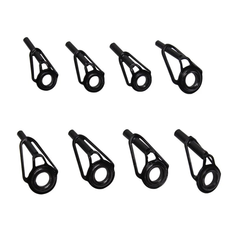 8/16/80Pcs Black Top Tip Guide for Spinning Casting Fishing Rod Building Repair Eye Line Ring Stainless Steel Frame