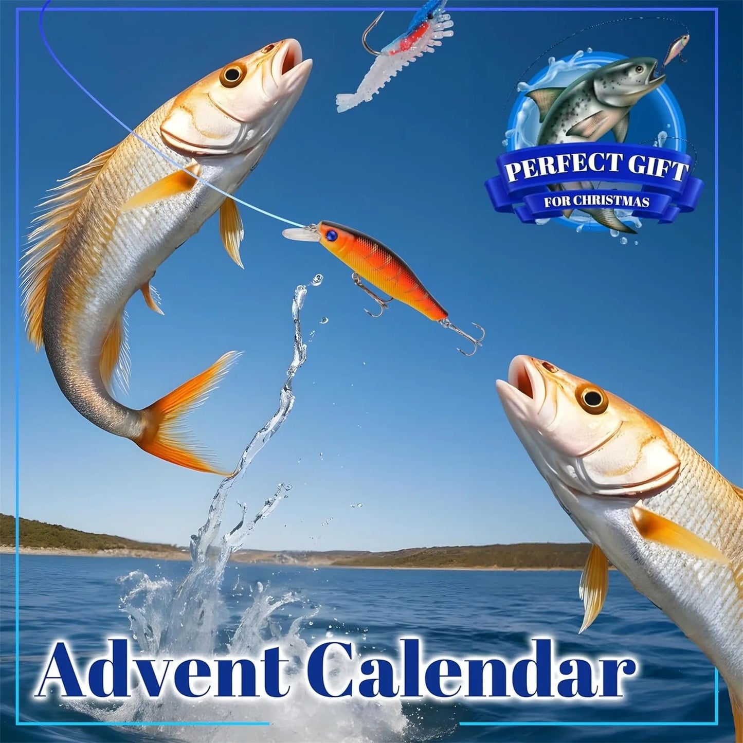 24 Days Christmas Fish Bait Blind Box Advent Calendars Fishing Tackle Countdown Calendar Box Festival Bait Theme Gift for Fisher