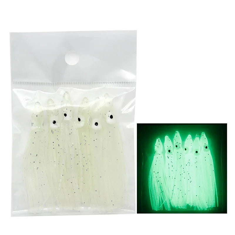 Tuohai Fishing Tackle 6cm Full Luminous Bionic Octopus Soft Bait Sea Fishing Yanyue  Plate Hook Squid Skirt Lure Fake Bait. Night fishing