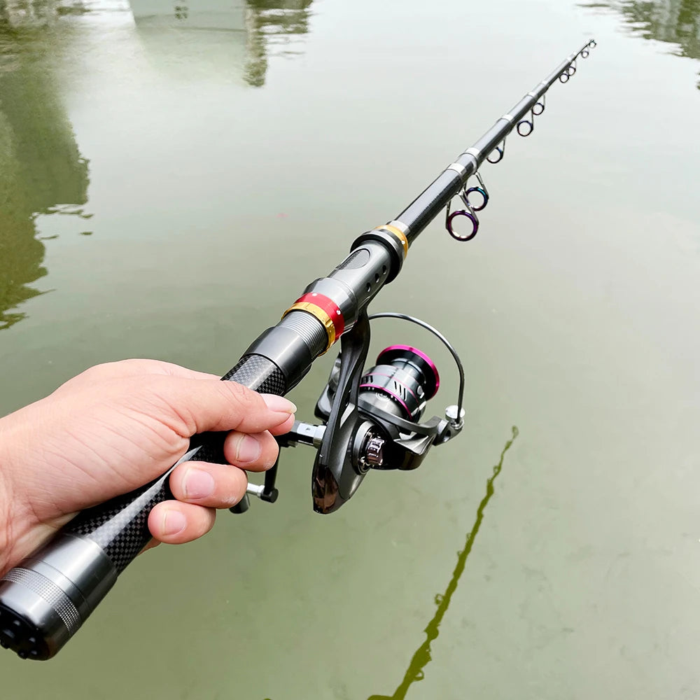 Combo Fishing Rod + Reel 1.8M-3.6M Telescopic  Good Elasticity Strong