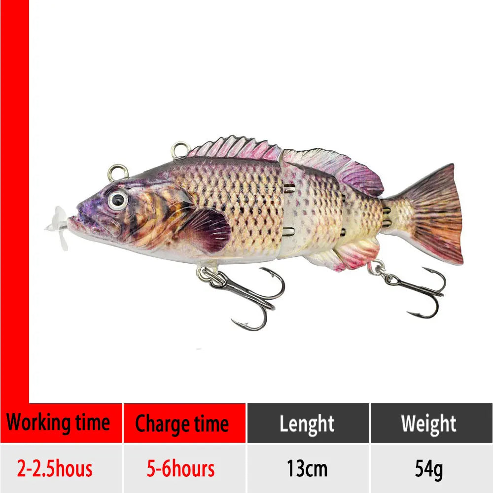 90mm mini Automatic Swimming Robotic Electric Fishing Lure Multi Jointed Bait Auto Swimbait USB LED Light Wobbler for pike