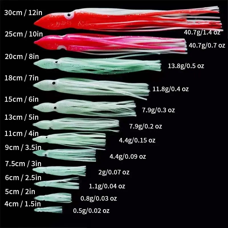 10pc Lifelike Squid Glow Lure, Luminous Artificial Bionic Octopus Soft Bait, Fishing Accessories For Saltwater Freshwate.Night fishing