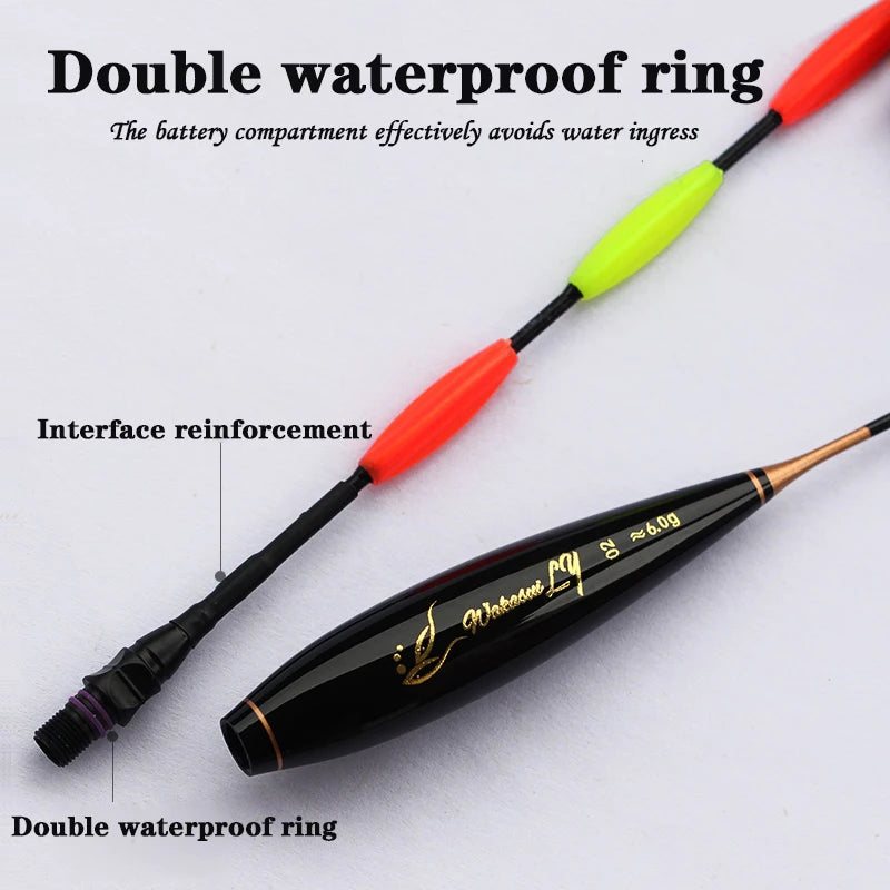 WAKASUILY New 2-Piece Set Night Fishing Float Short  Eye-Catching Rock Fishing Float With Dual Hole Charger/Rechargeable Battery. Night fishing