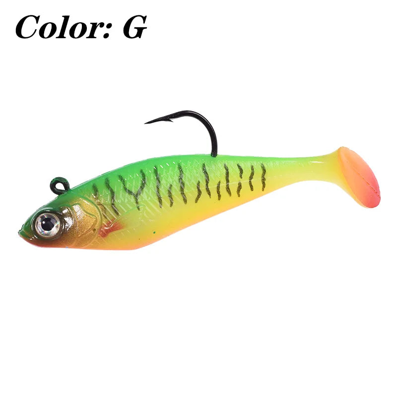 1PCS Jig Head T Tail Silicone Soft Bait 75mm 9.5g Fishing Wobbler Lures Artificial Rubber Baits for Sea Bass Carp Spoon Tackle