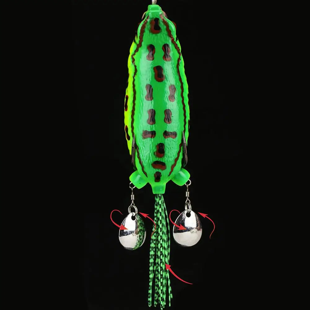 Silicone Giant Frogs Simulation Fishing Bait Strengthen Double Ring Sequins Colored Silk 9cm 25g Modified Casting Fishing Lure