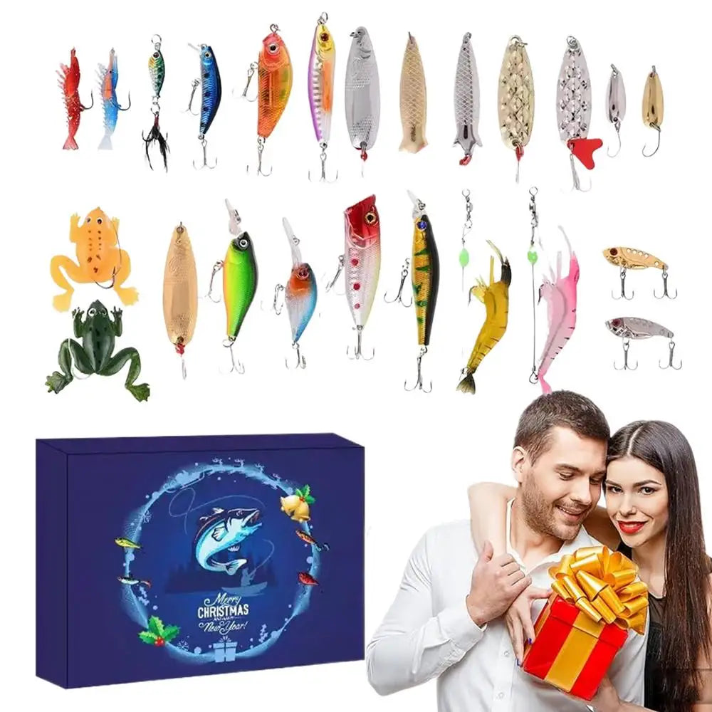 Fishing Tackle Advent Calendar Fishing Lures Set Fishing Gear Countdown Calendar Adults Kids Men Women Christmas Fish Bait Gifts