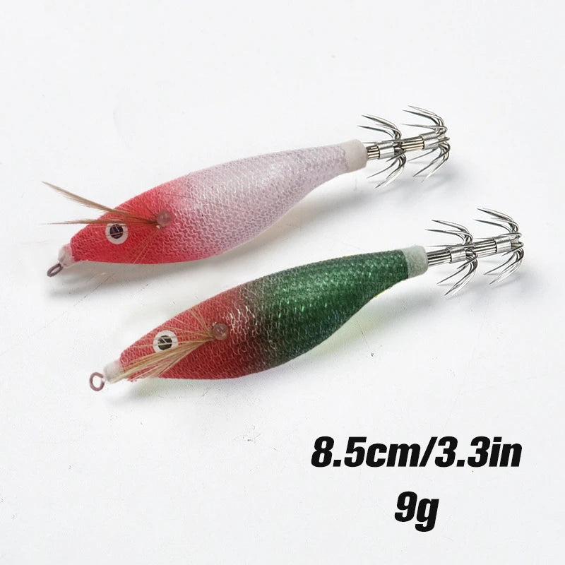 Squid Hook Fishing Lures Luminous Wood Shrimp Cuttlefish Egi Squid Jig Baits Sea Fishing Night Glow octopus Horizontal egi lure. Night fishing