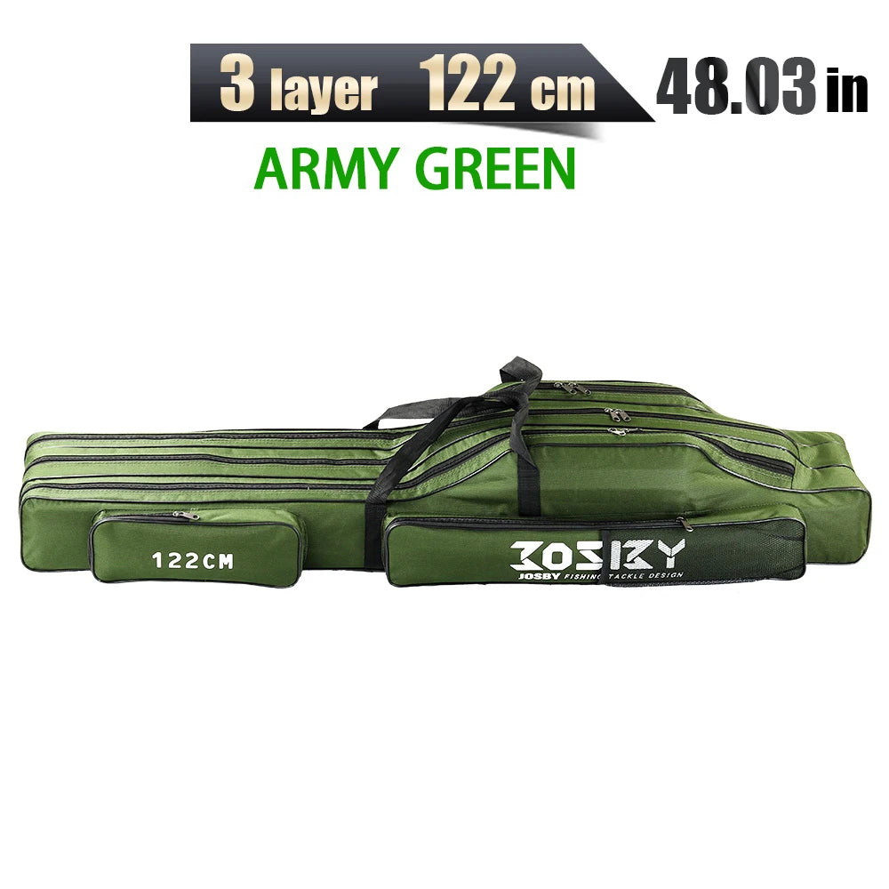 Portable Foldable Fishing Rod Carrier Fish Pole Reel Tools Storage Bag Case 122cm / 152cm / 182cm