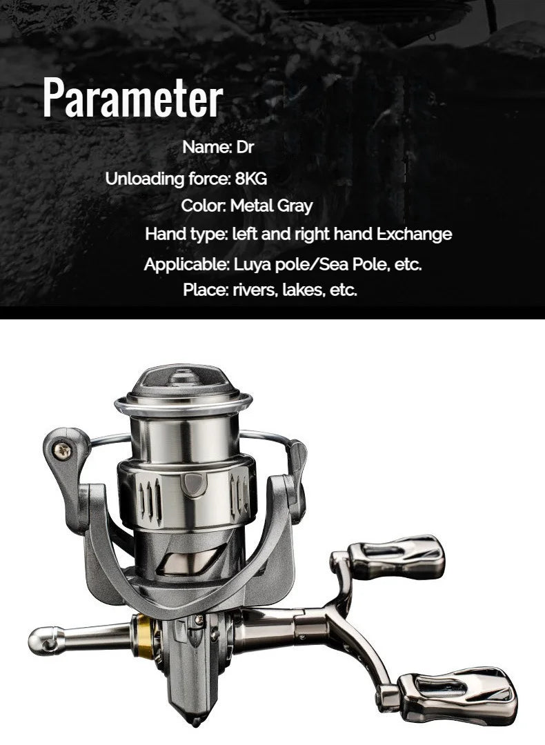 VWVIVIDWORLD 2500-6000 Series，5.2:1Gear Ratio, 8KG Max Drag, CNC Metal Doublel Rocker,Spinning Fishing Reel,For Freshwater Saltw