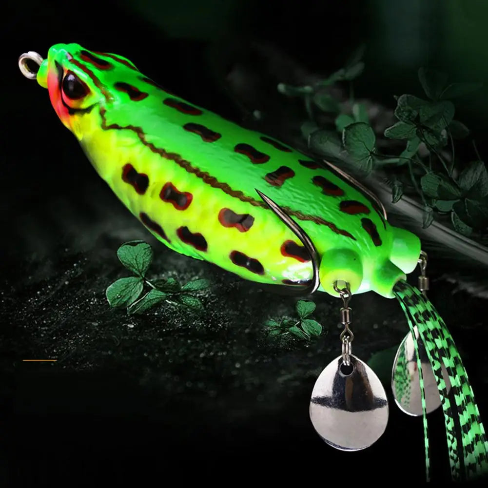 Silicone Giant Frogs Simulation Fishing Bait Strengthen Double Ring Sequins Colored Silk 9cm 25g Modified Casting Fishing Lure