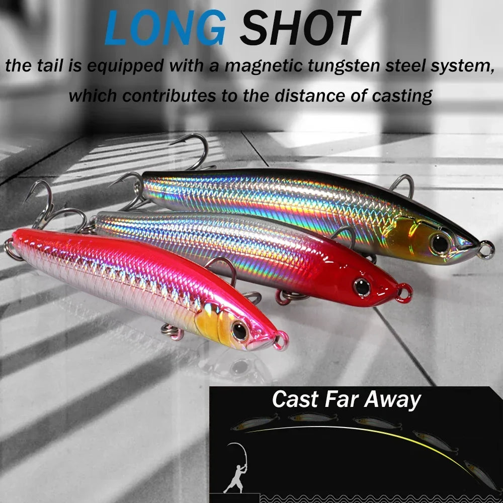 Sinking Pencil Bait 16g 9.8cm Wobbler 12g 8.5cm Popper Weight Transfer Pesca Swimbait Cast Minnow Silicone Tackle Fishing Lure