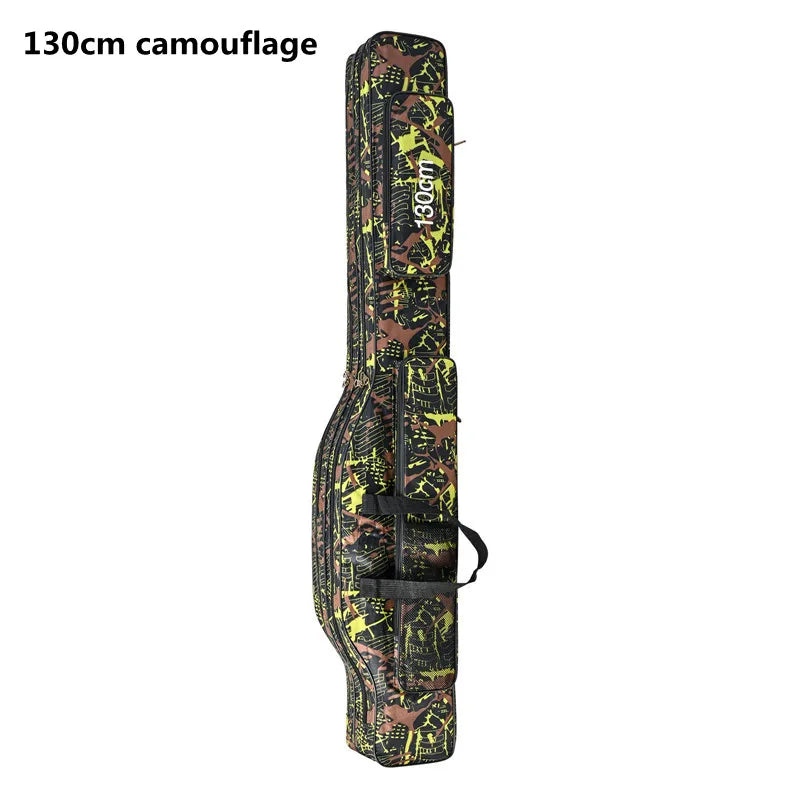 1.3m/1.5m 2-layer foldable large belly sea fishing bag, double shoulder fishing rod bag, outdoor storage tool kit for fishing