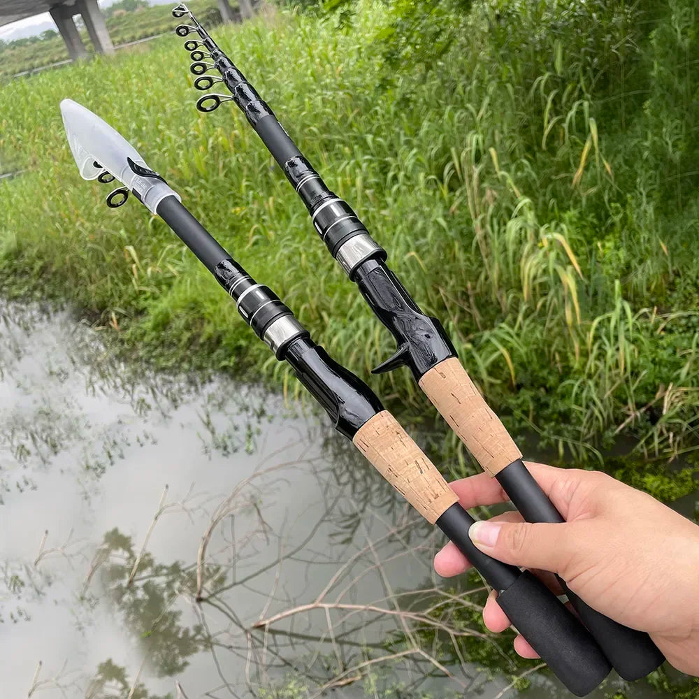 Combo Fishing Rod + Reel Telescopic Lure Rod Spinning Casting Short Jigging Rod 1.5m-2.4m Baitcasting Reel Max Drag 8kg