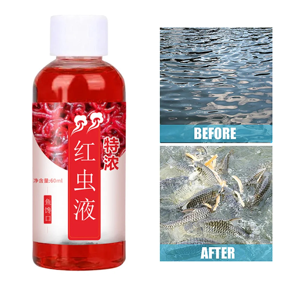 60ML Liquid Blood Worm Scent Fish Attractant Concentrated Red Worm Liquid Fish Bait Additive Perch Catfish Fishing Accessories