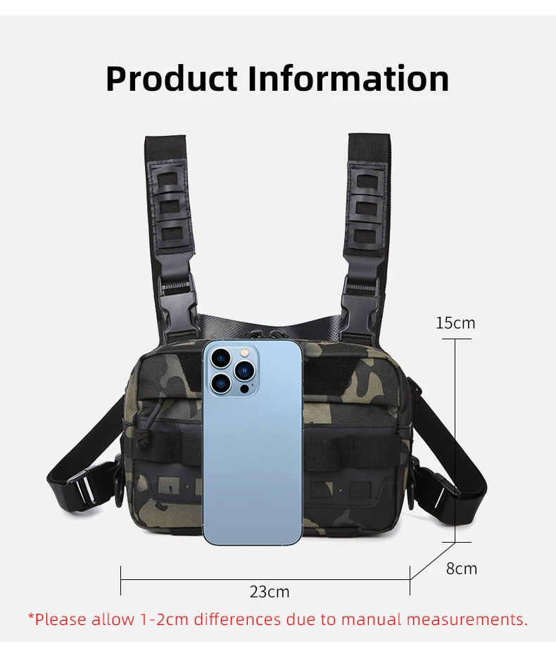 Fishing Vest Bag Men's Camo Fishing Lures Utility Tackle Chest Bags Waist Pack Outdoor Mountaineering Camping Hiking EDC Hunting