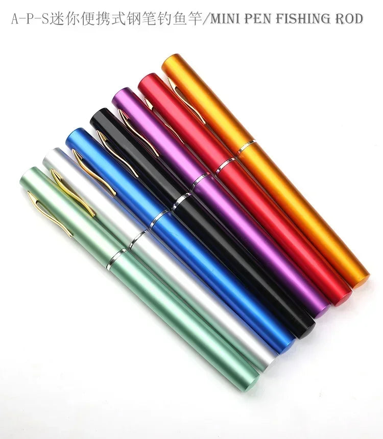 20cm Portable Pocket Telescopic Mini Fishing Pole Pen Shape Folded Fishing Rod with Reel Wheel Portable Mini Fishing Rod