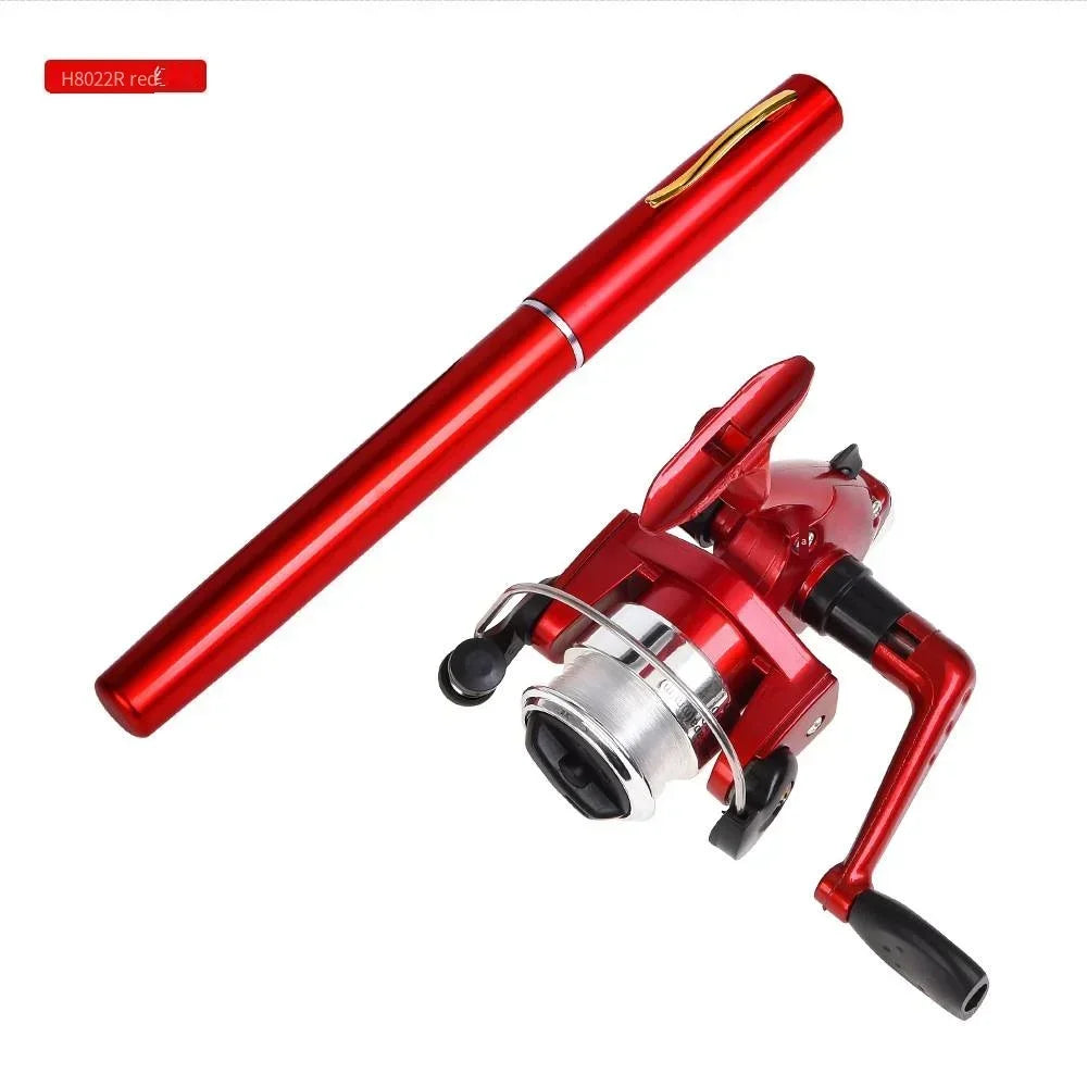 20cm Portable Pocket Telescopic Mini Fishing Pole Pen Shape Folded Fishing Rod with Reel Wheel Portable Mini Fishing Rod