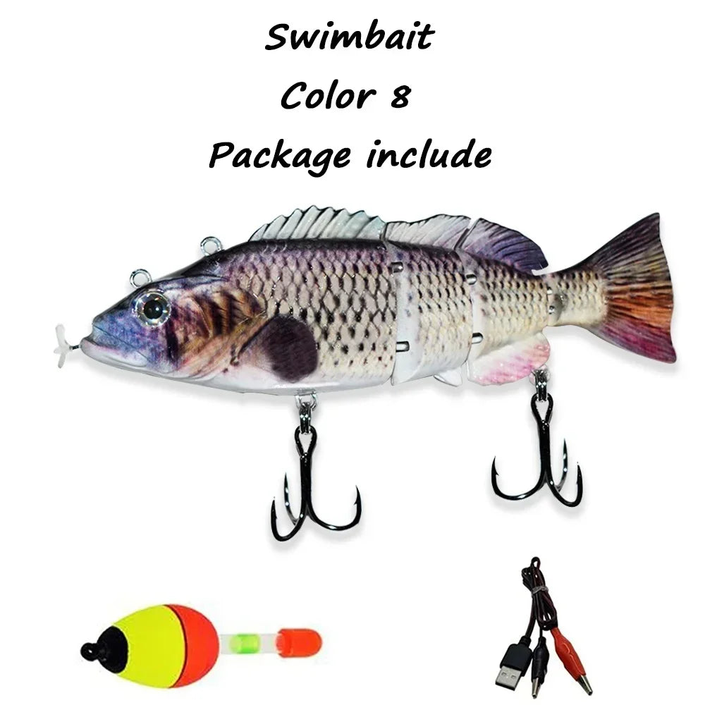 New 13CM Robotic Fishing Lure Electric Auto Swimming Bait 4-Segment Wobbler Outdoor Sport Swimbait USB Rechargeable Accessories