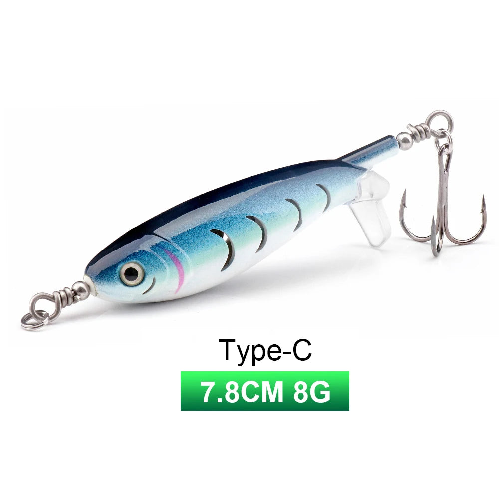 TREHOOK 9g/8g/14g/17g/24g Topwater Whopper Popper Fishing Lures Rotating Double Propeller Tail Artificial Bait Floating Wobblers