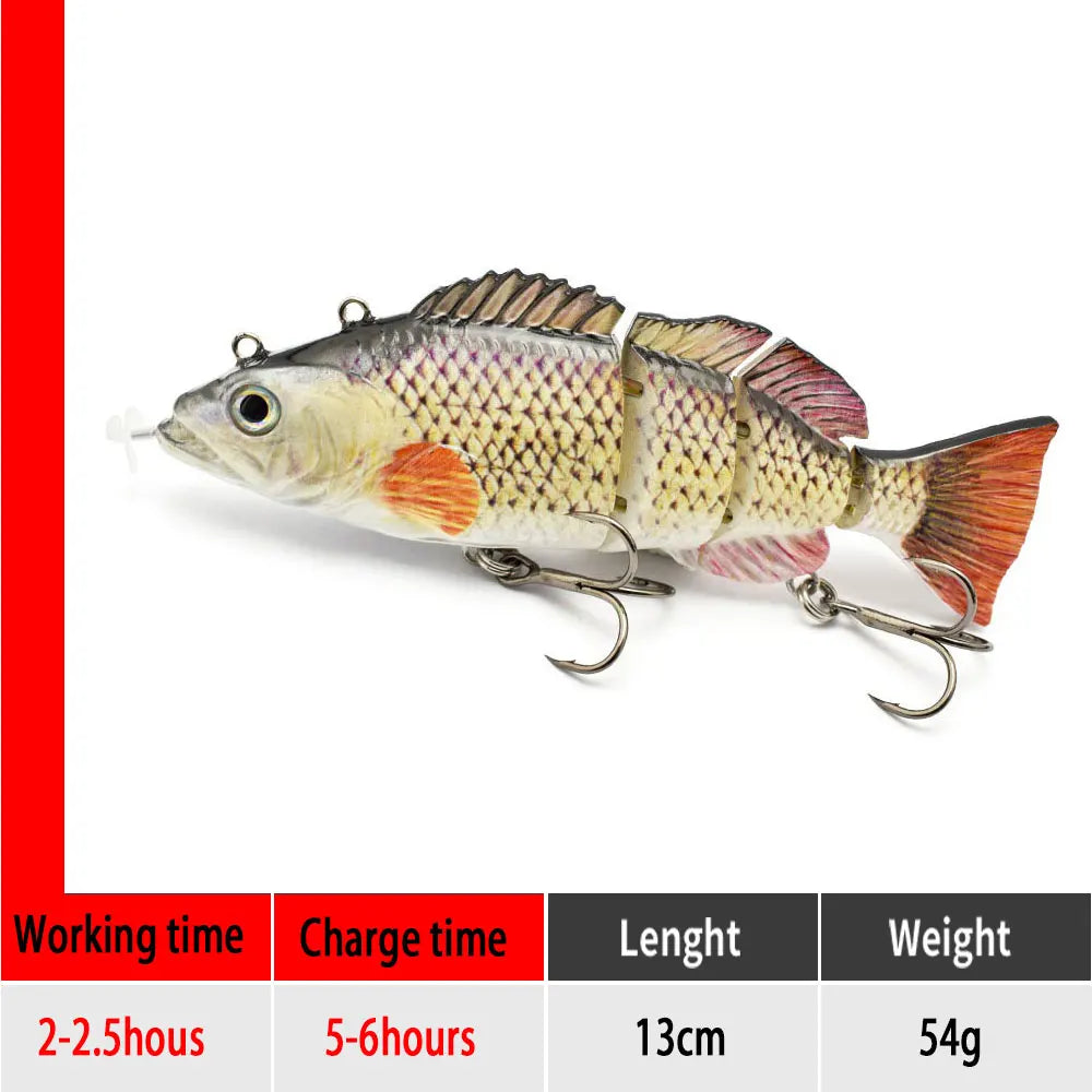 90mm mini Automatic Swimming Robotic Electric Fishing Lure Multi Jointed Bait Auto Swimbait USB LED Light Wobbler for pike