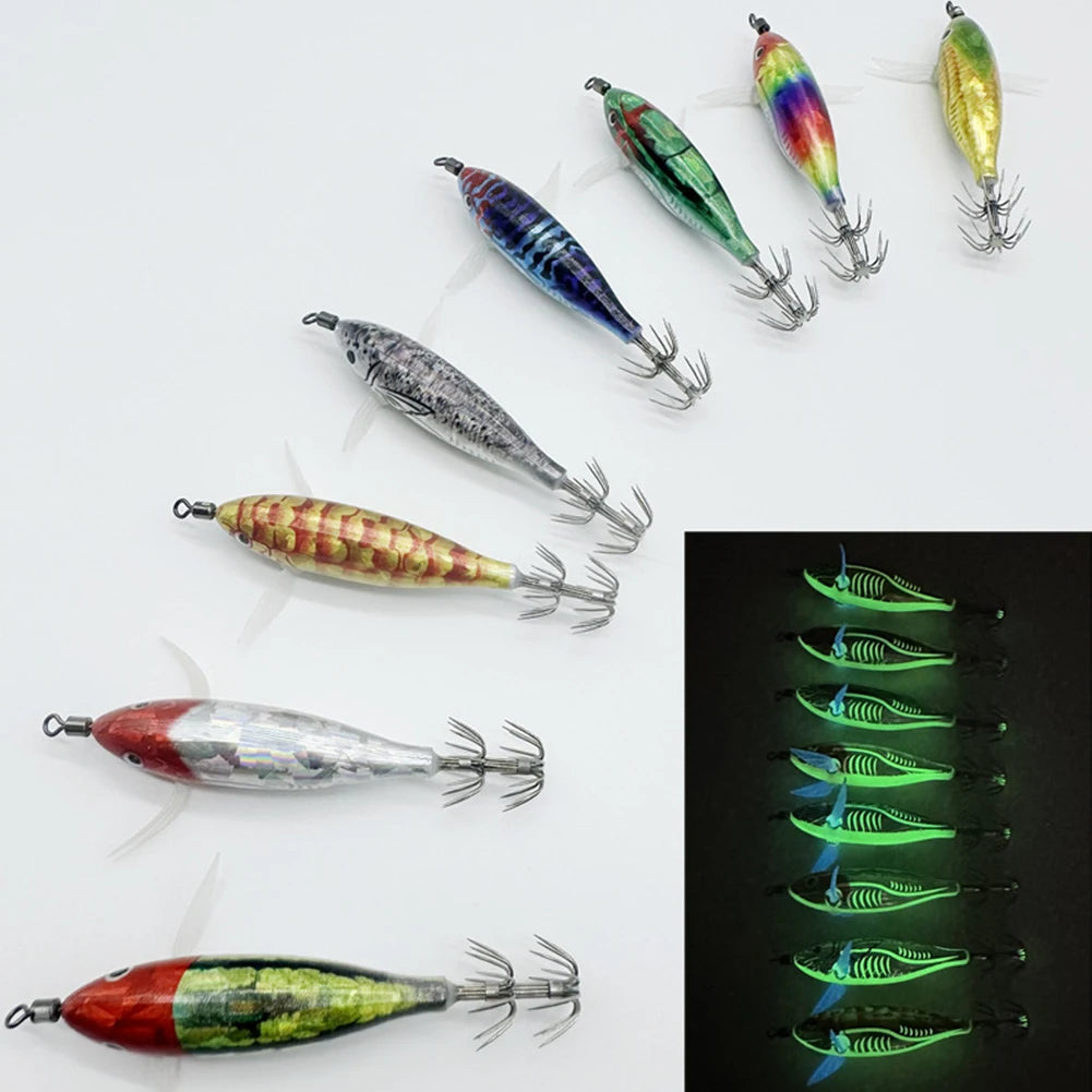 Squid Jigging Shrimp Hook 5.5g Octopus Cuttlefish Fishing Baits Glow In Dark for Night Fishing Freshwater. Night fishing