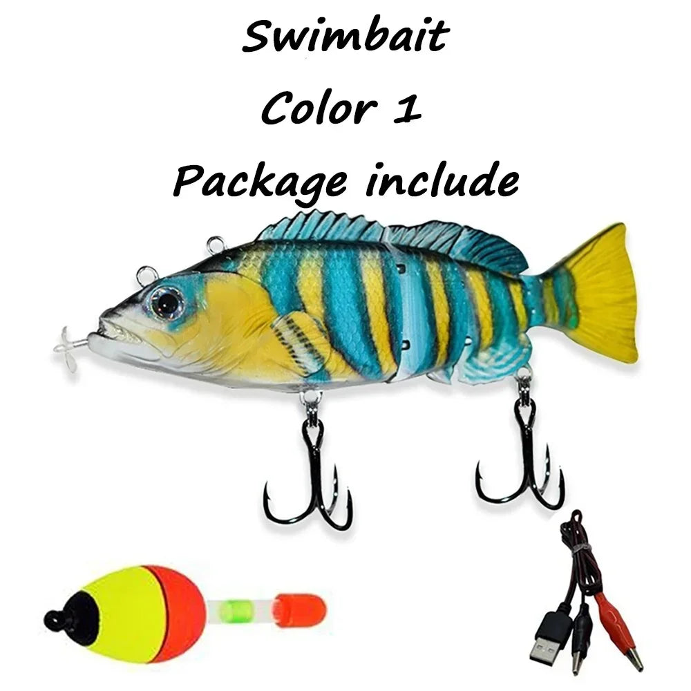 New 13CM Robotic Fishing Lure Electric Auto Swimming Bait 4-Segment Wobbler Outdoor Sport Swimbait USB Rechargeable Accessories