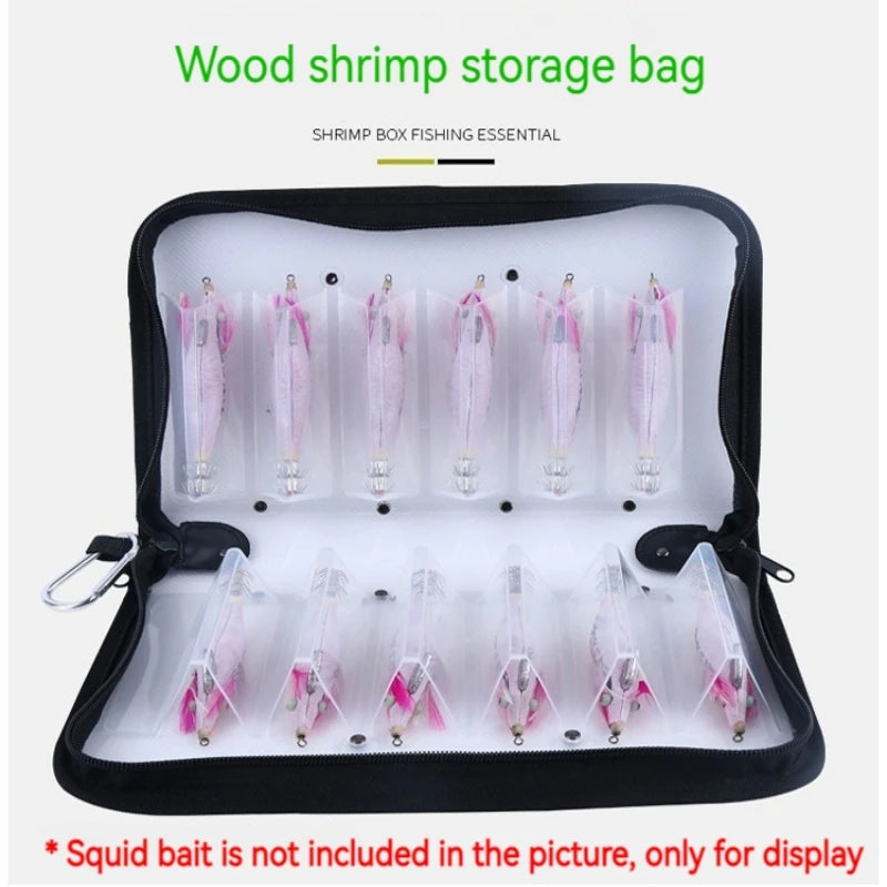 ILURE Plastic Transparent Visual Squid Jig Lure Hooks Storage Case Wooden Shrimp Octopus Egi Waterproof Fishing Tackle Bag