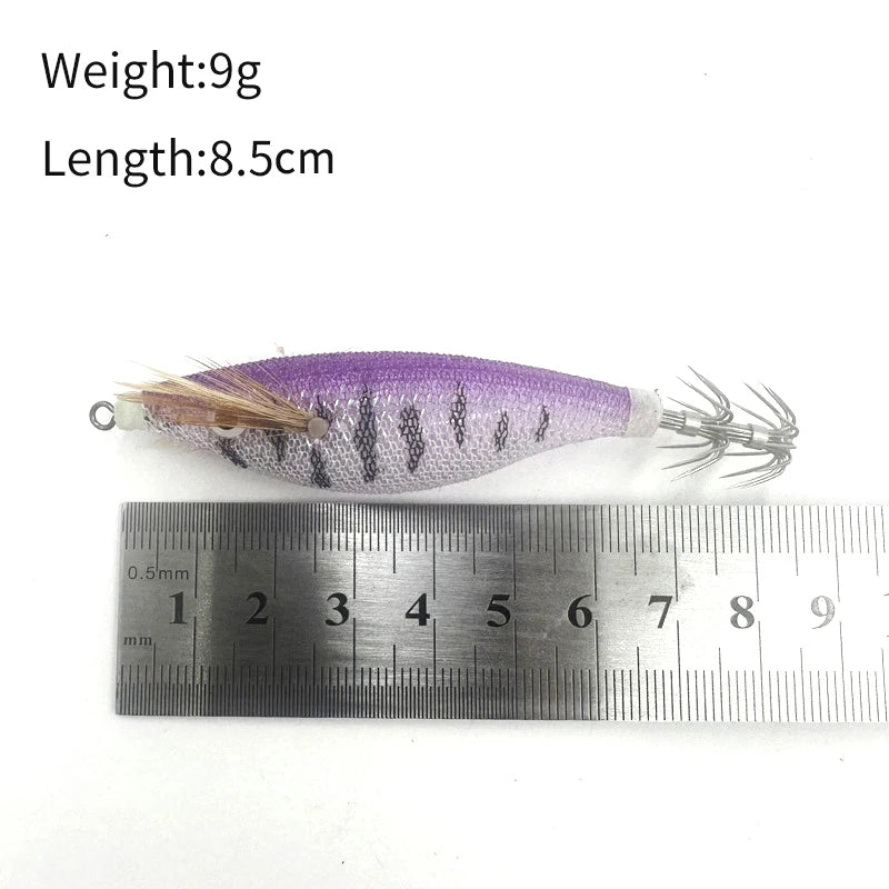 Squid Hook Fishing Lures Luminous Wood Shrimp Cuttlefish Egi Squid Jig Baits Sea Fishing Night Glow octopus Horizontal egi lure. Night fishing