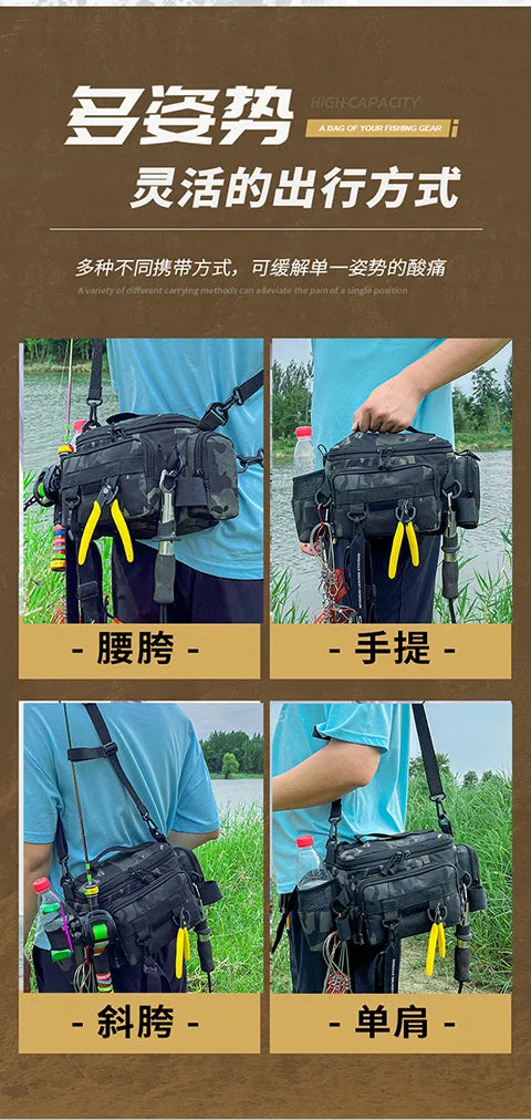 Fishing tackle, shoulder bag, storage bag, portable fishing rod holder, outdoor sports bag, flying fishing