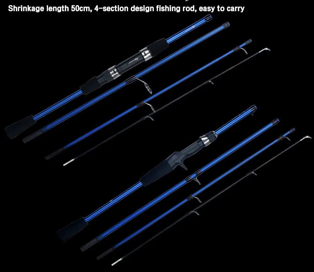 BIUTIFU Baitcasting Spinning Travel Carbon 4/5 Section Fishing Rods Casting Weight 5-20g Power Ultralight Lure Trout Mini Pole